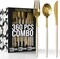 Trendables Disposable Silverware Set - Wedding Plastic Cutlery Dinnerware - Includes two toned Forks, Plastic Spoons, two colored Knives - reflective Plastic Utensils Party Set